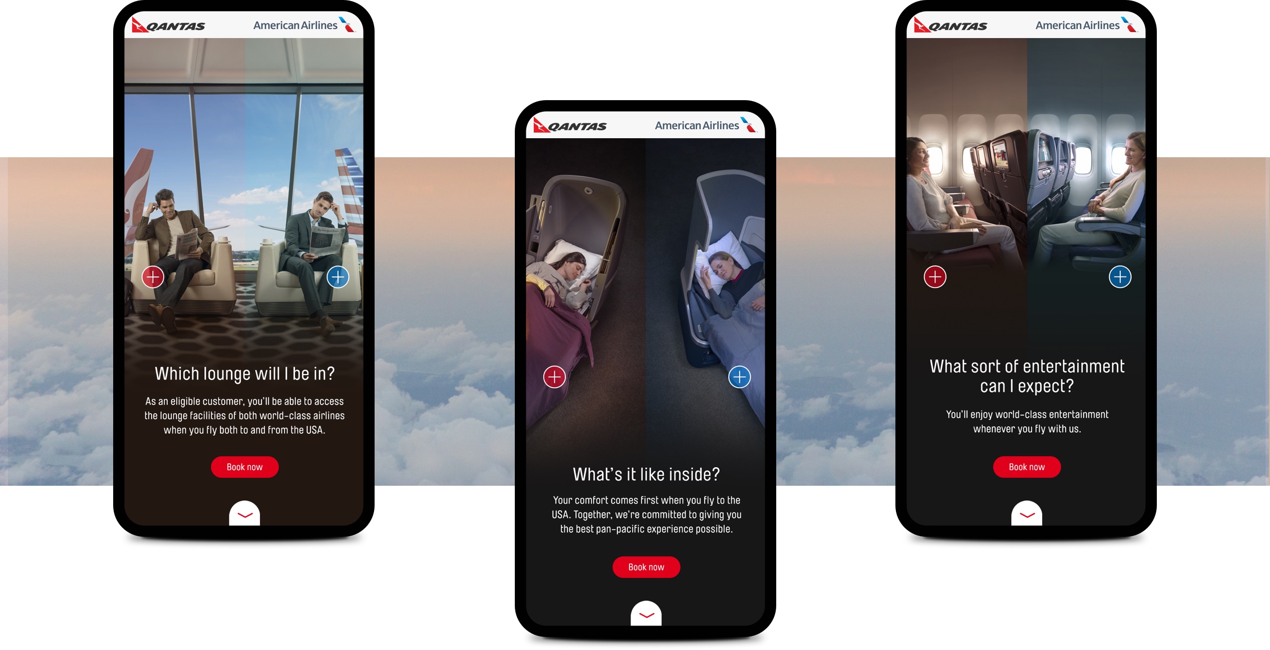 Qantas American Airlines partnership mobile interface